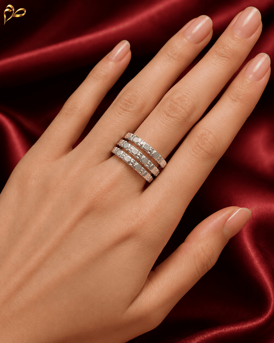 Silver Luxe Trio Ring — Swaad Meem Rings